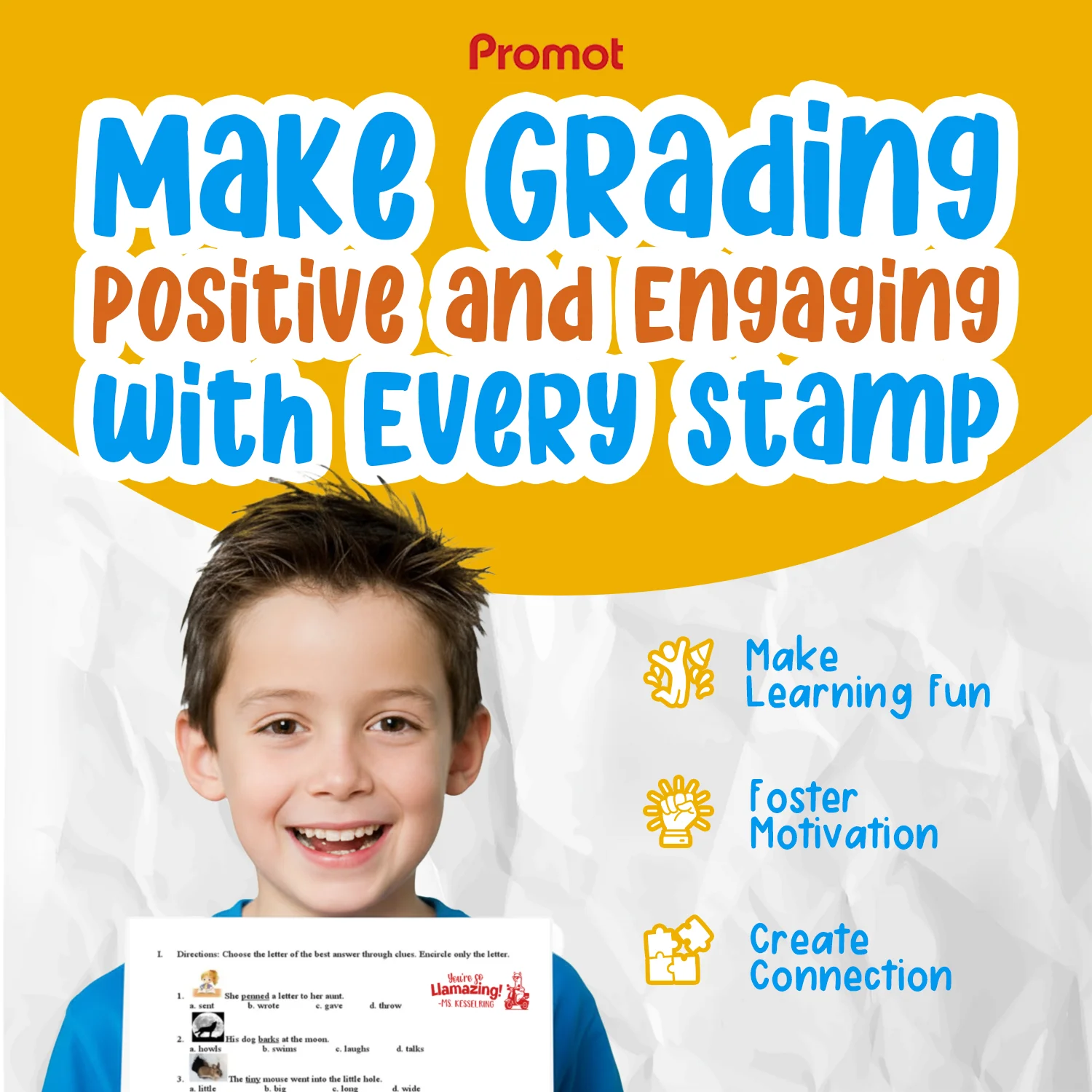 Teacher Custom Rubber Stamp "You're so Llamazing" - Large